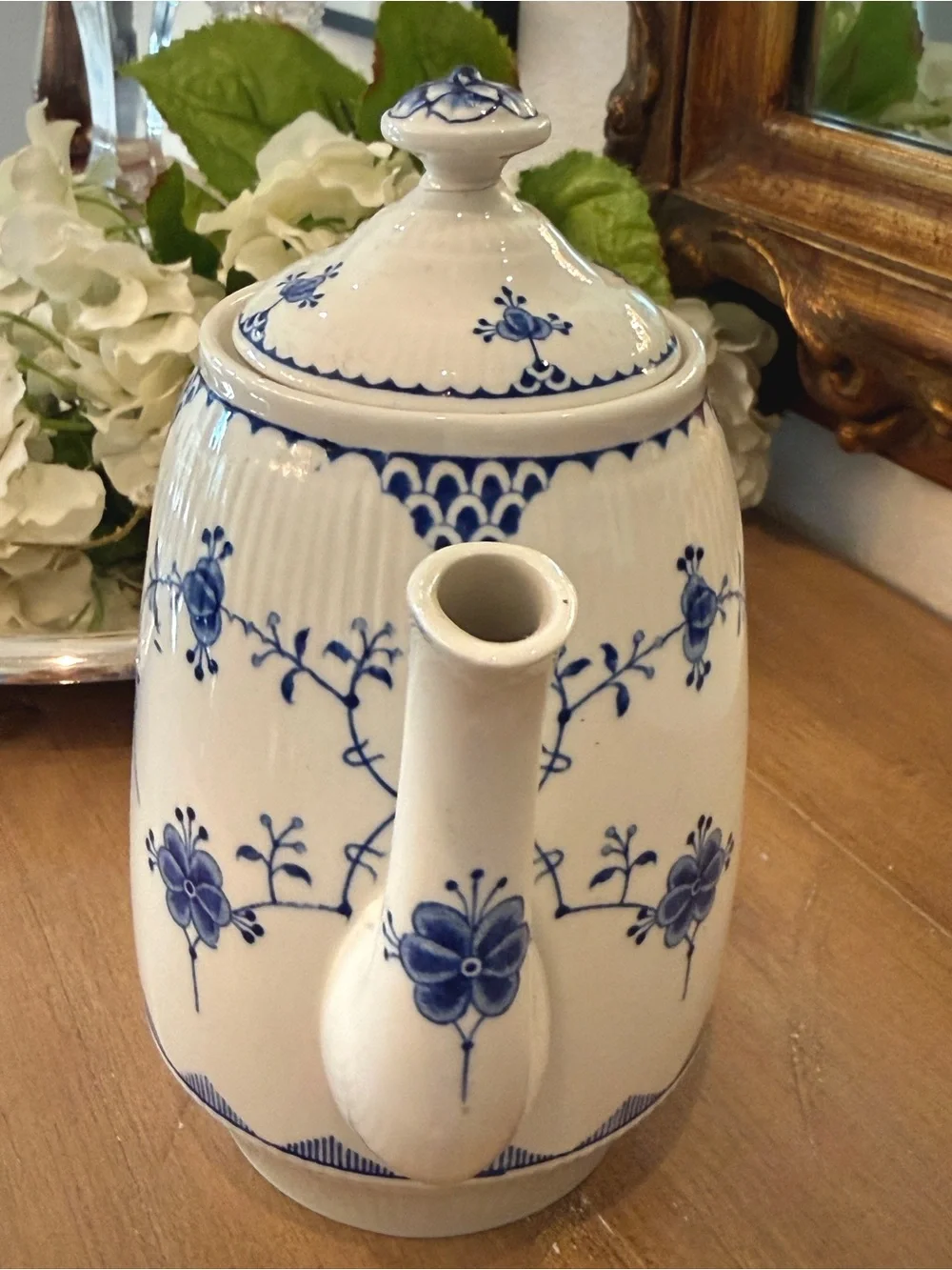 Antique Furnivals Denmark Blue Coffee Tea Pot England